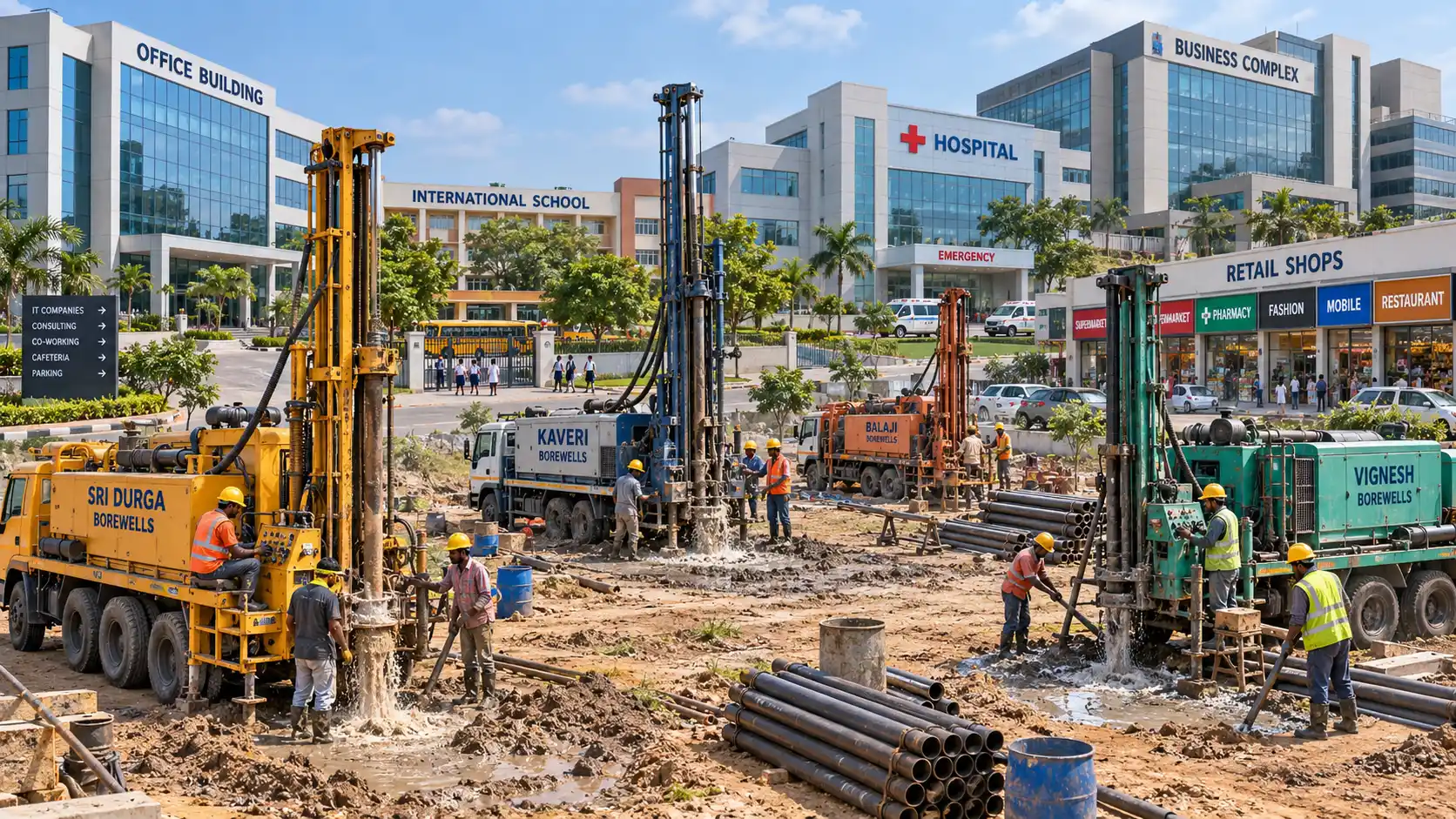 Commercial borewell drilling in India